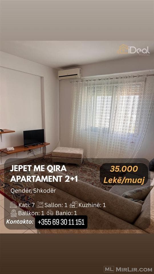 🚨 Jepet me Qira Apartament 2+1 në “Qendër”, Shkodër!